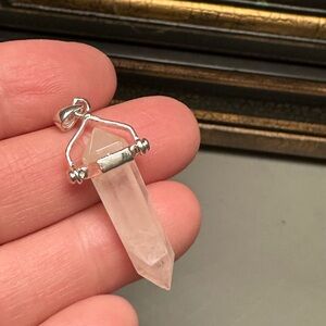 Rose quartz sterling silver pendant